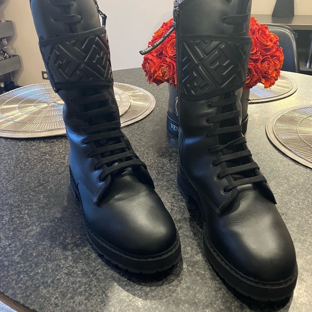 Fendi Leather Combat Boots